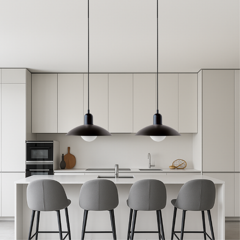 Shallow Dome Pendant Light for Kitchen Islands and Dining Tables