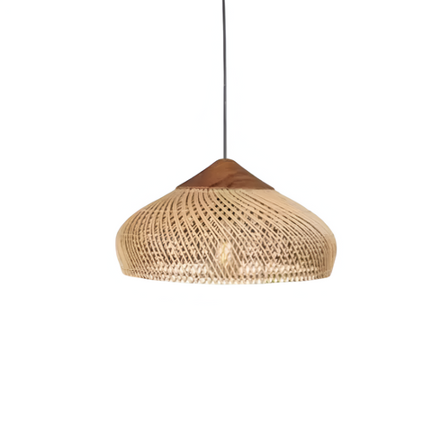 Pendant Light with Woven Rattan Dome