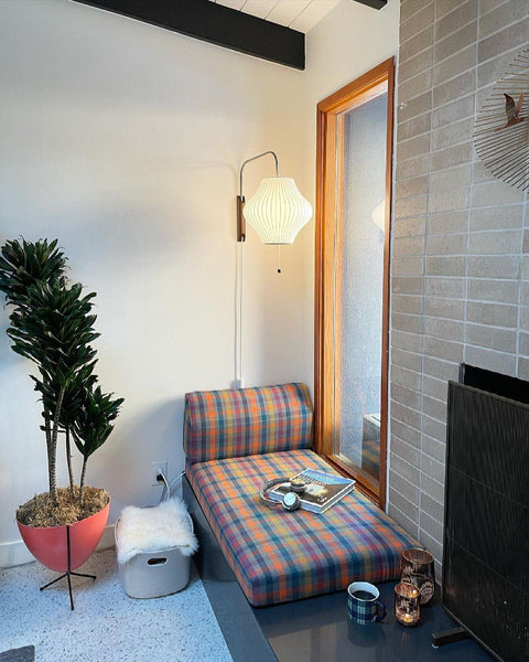 Nelson-Inspired Plug-In Wall Sconce with Sculptural Shade