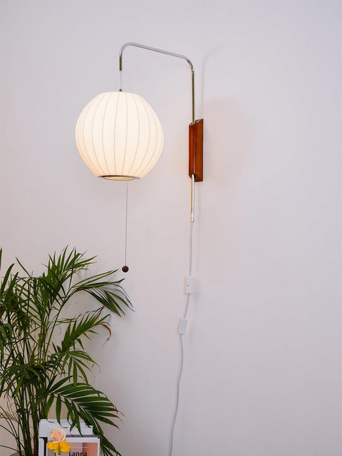 Nelson-Inspired Plug-In Wall Sconce with Sculptural Shade