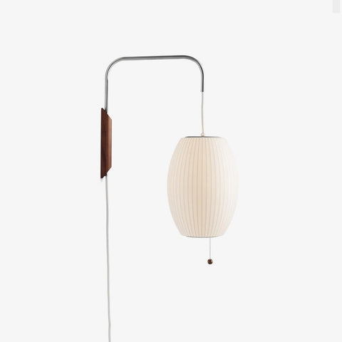 Nelson-Inspired Plug-In Wall Sconce with Sculptural Shade