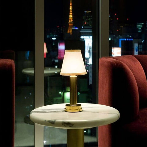 Rechargeable Fabric Shade Table Lamp for Dining and Bedside Use