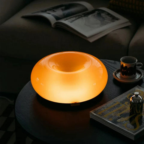 Glass Donut Table Lamp with Integrated LED Light