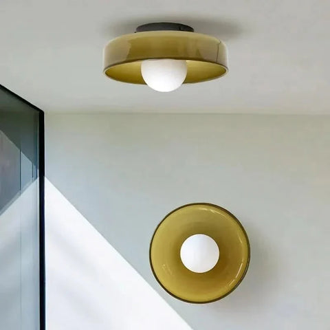Scandinavian Glass Ceiling Light with Soft Ambient Glow for Modern Interiors