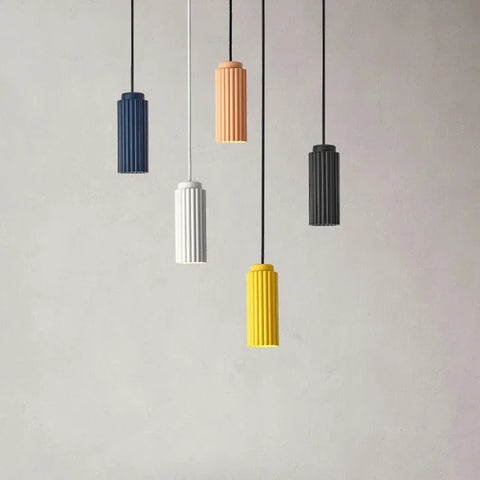 Minimalist Ribbed Metal Pendant Light with Adjustable Hanging Cable