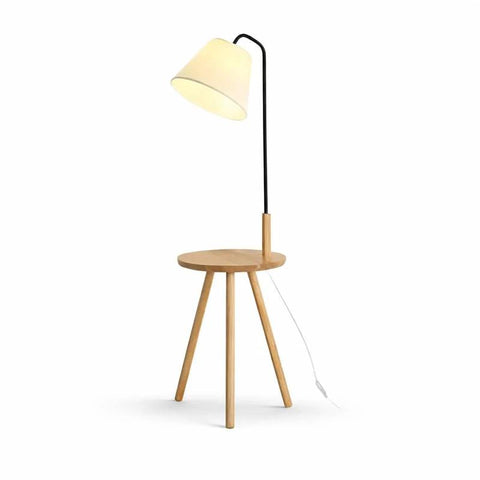Wooden Floor Lamp with Integrated Side Table — product view