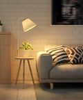Wooden Floor Lamp with Integrated Side Table — product view
