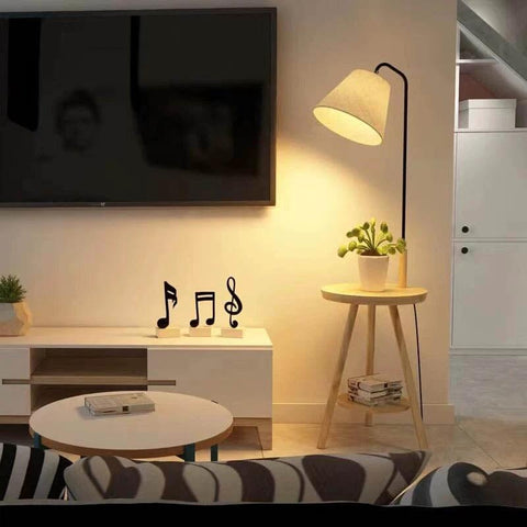 Wooden Floor Lamp with Integrated Side Table — product view