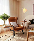 Wooden Floor Lamp with Integrated Side Table — product view