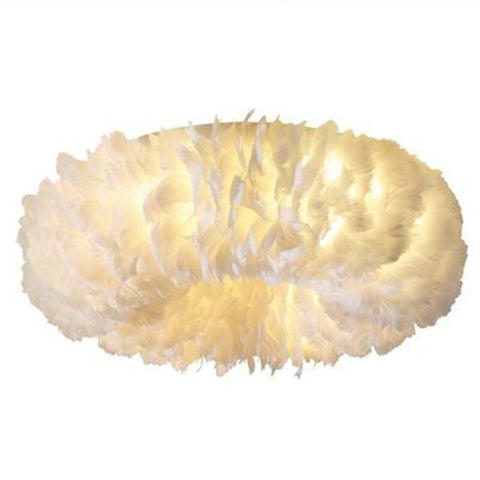 Feather Flush Mount Ceiling Light for Bedroom and Living Room Decor