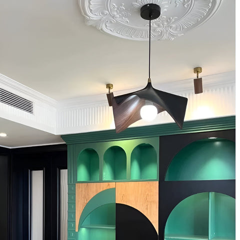 Pendant Light with Sculptural Resin Folded Shade
