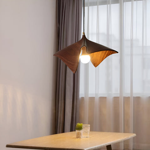 Pendant Light with Sculptural Resin Folded Shade
