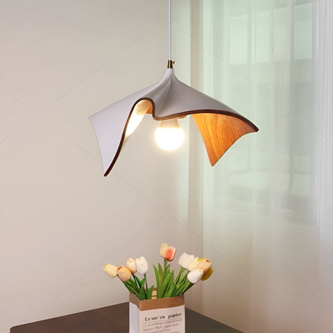 Pendant Light with Sculptural Resin Folded Shade