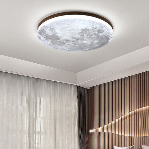 Moon-Texture LED Flush Mount Ceiling Light with Adjustable Modes