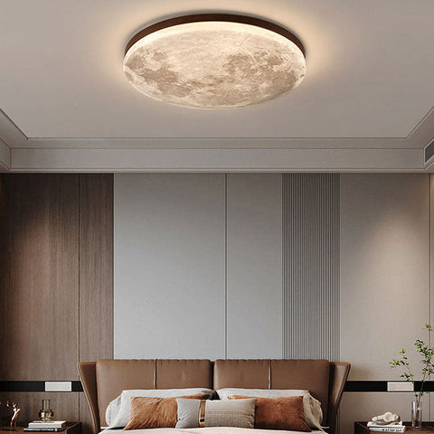 Moon-Texture LED Flush Mount Ceiling Light with Adjustable Modes