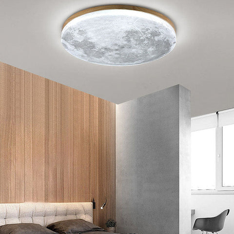 Moon-Texture LED Flush Mount Ceiling Light with Adjustable Modes