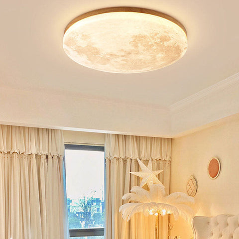 Moon-Texture LED Flush Mount Ceiling Light with Adjustable Modes