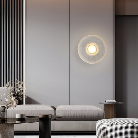 Wall Light with Textured Resin and Rounded Nordic Design