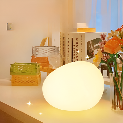 Pebble-Shaped LED Table Lamp with Three-Color Adjustable Light