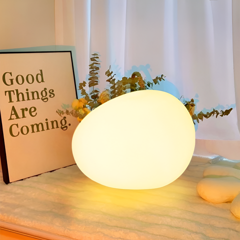 Pebble-Shaped LED Table Lamp with Three-Color Adjustable Light