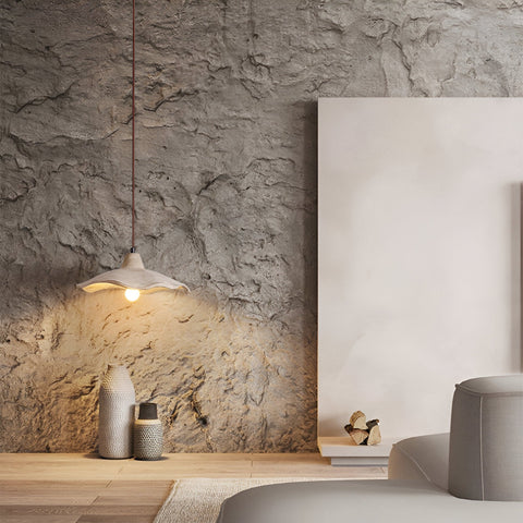 Pendant Light with Flower-Shaped Cement Shade