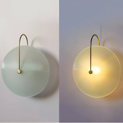 Wall Light with Ribbed Glass Disc and Loop Detail
