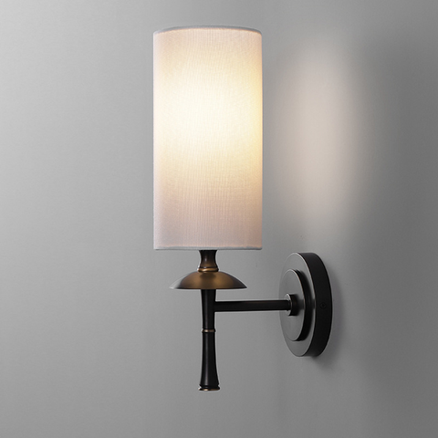 Brass Torch Wall Sconce with Fabric Shade and E26 Socket