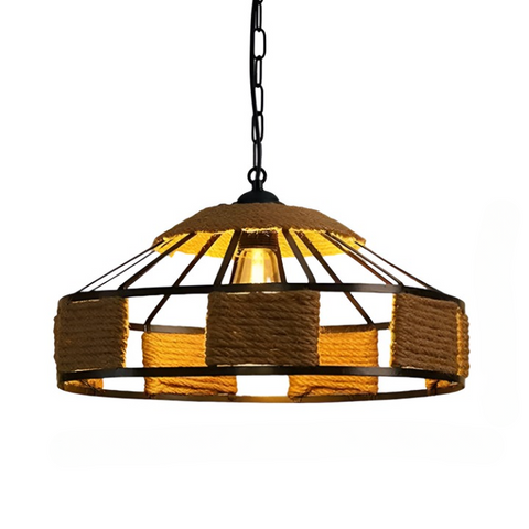 Pendant Light with Hemp Rope and Iron Shade