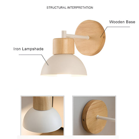 Wall Light with Wood and Iron Shade