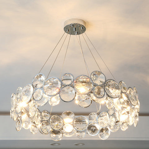 Glass Bubble Chandelier with Stainless Steel Frame