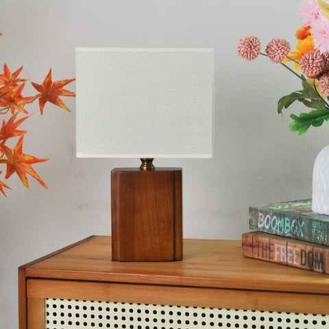 Table Lamp with Bamboo Frame and Square Linen Shade