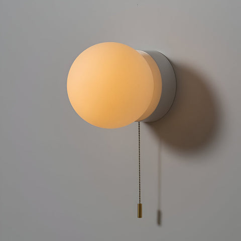 Wall Light with Pull Cord and Frosted Globe Shade