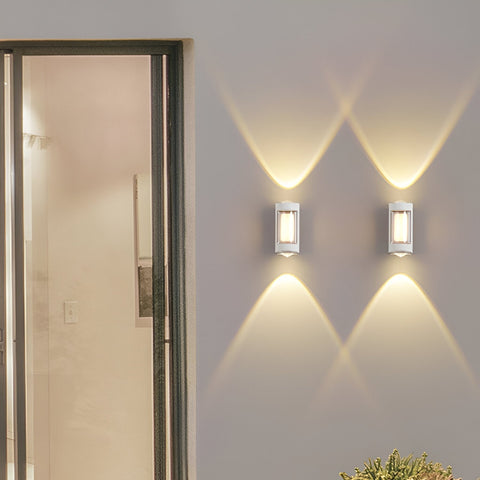 Rectangular LED Outdoor Wall Light with Up-and-Down Glow for Patios