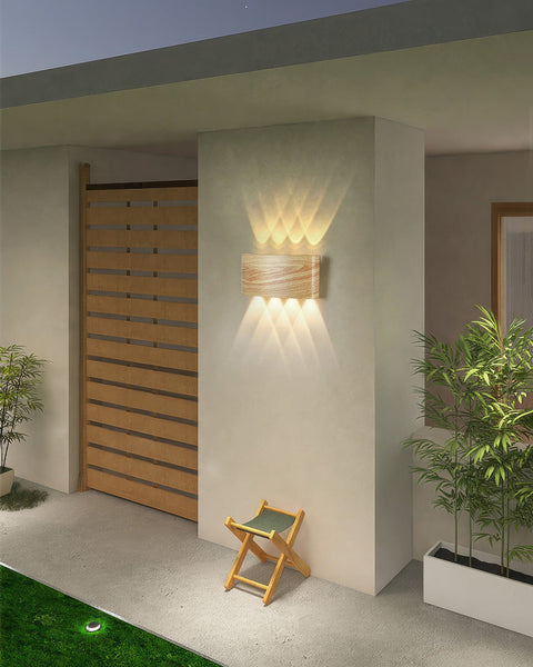 Wooden Finish LED Wall Light with Up and Down Lighting for Modern Indoor Spaces