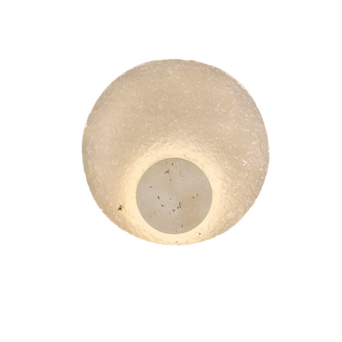 Modern Round Acrylic and Travertine LED Wall Lamp with Warm or Three-Color Lighting