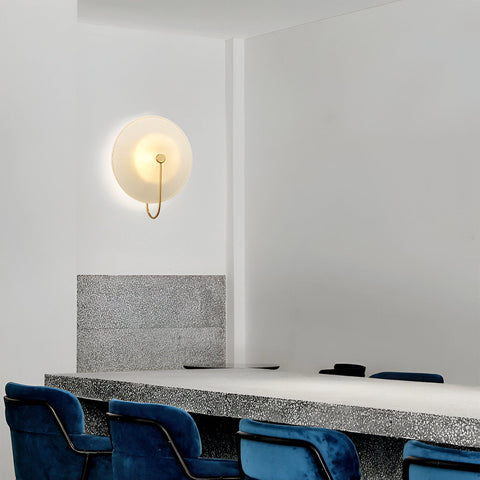 Wall Light with Ribbed Glass Disc and Loop Detail