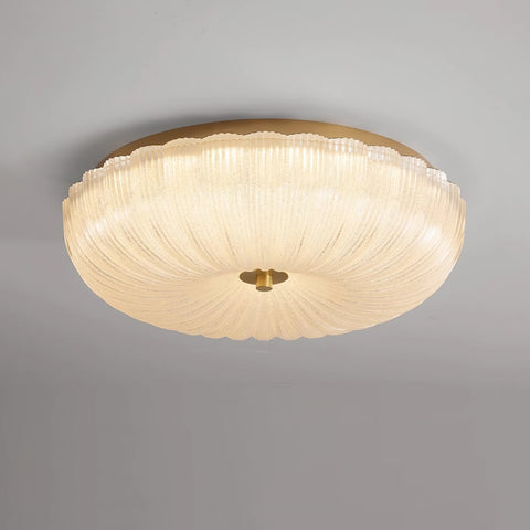 Ribbed Glass Flush Mount Ceiling Light for Bedrooms and Living Rooms
