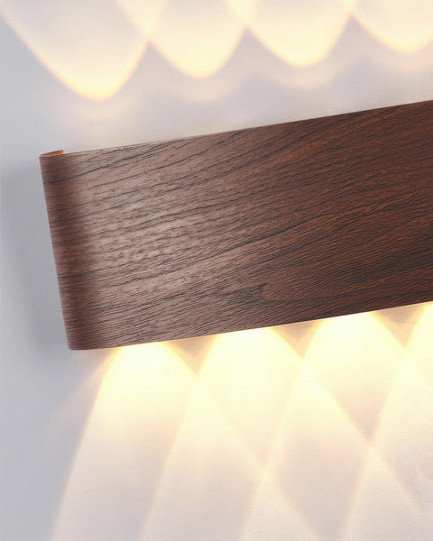 Wooden Finish LED Wall Light with Up and Down Lighting for Modern Indoor Spaces