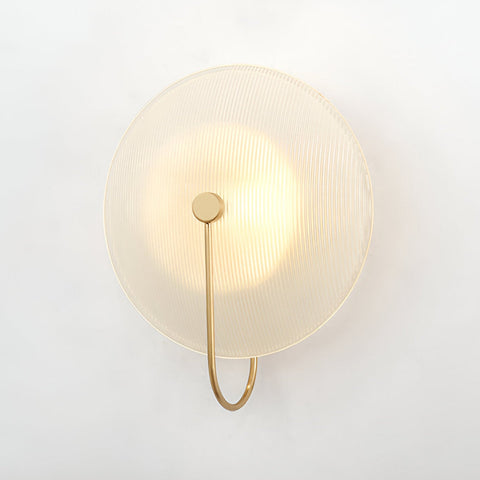 Wall Light with Ribbed Glass Disc and Loop Detail