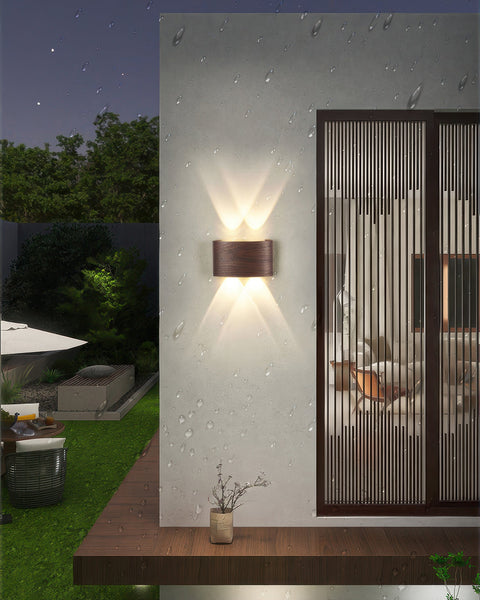 Wooden Finish LED Wall Light with Up and Down Lighting for Modern Indoor Spaces