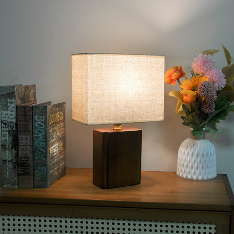 Table Lamp with Bamboo Frame and Square Linen Shade