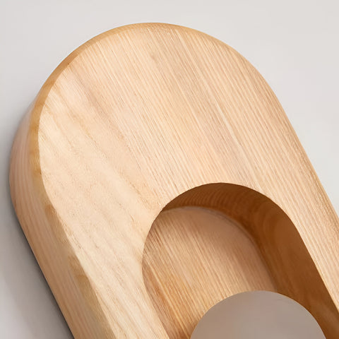 Wall Light with Oval Wood Frame and Recessed Glass Globe