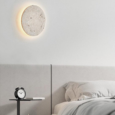 Wall Light with Round Travertine Shade