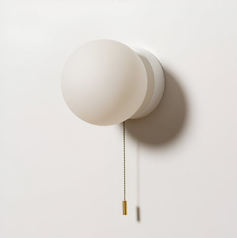 Wall Light with Pull Cord and Frosted Globe Shade