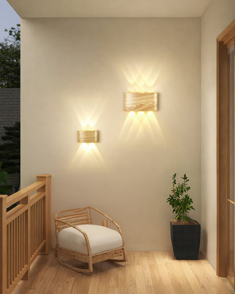 Wooden Finish LED Wall Light with Up and Down Lighting for Modern Indoor Spaces