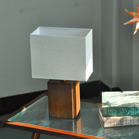 Table Lamp with Bamboo Frame and Square Linen Shade