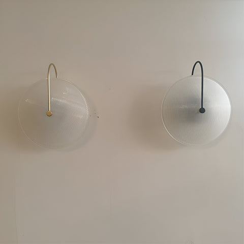 Wall Light with Ribbed Glass Disc and Loop Detail