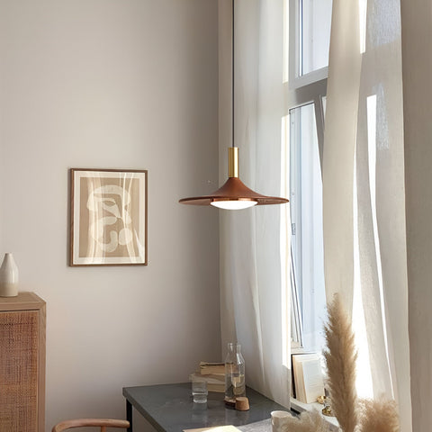 Pendant Light with Walnut-Finish Iron Shade