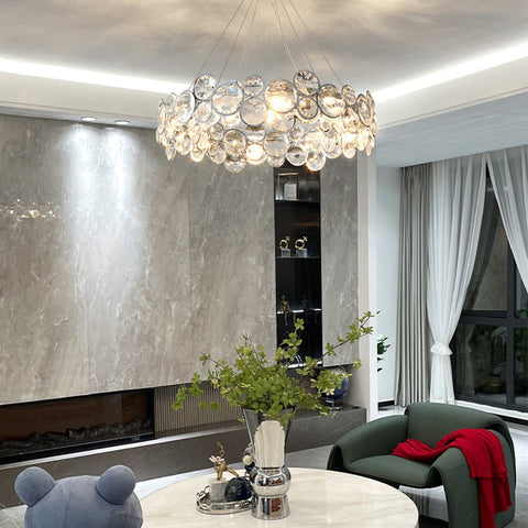 Glass Bubble Chandelier with Stainless Steel Frame