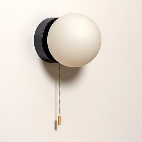 Wall Light with Pull Cord and Frosted Globe Shade